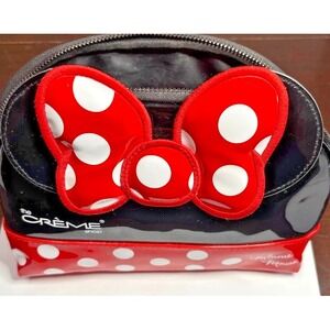The Creme Shop Disney Minnie Mouse Makeup Bag Red Black Polka Dot Cosmetic Pouch